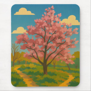 Tapis De Souris Printemps Éveil - Paysage de l'arbre florissant
