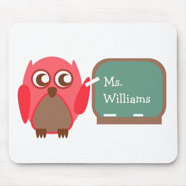Tapis De Souris Professeur Mousepad - hibou rouge au tableau (Devant)