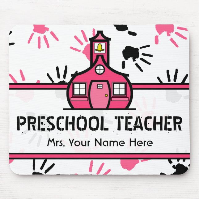 Tapis De Souris Professeur préscolaire rose et noir Mousepad de (Devant)