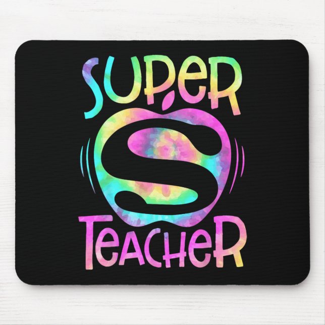 Tapis De Souris Professeur Retour À L'École Pomme Tie Dye Funny Pr (Devant)