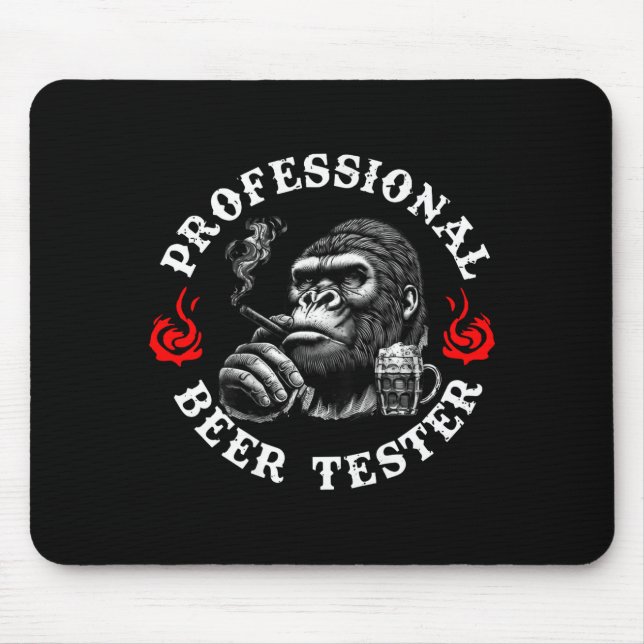 Tapis De Souris Professional Beer Tester Funny Drinking Monkey Quo (Devant)