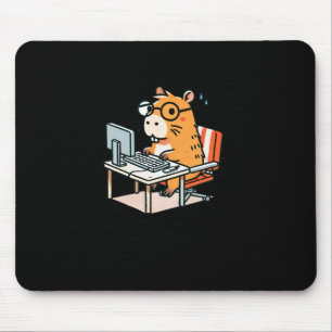 Tapis De Souris Programmeur Capybara Travaillant Sur Le Bâton Ordi