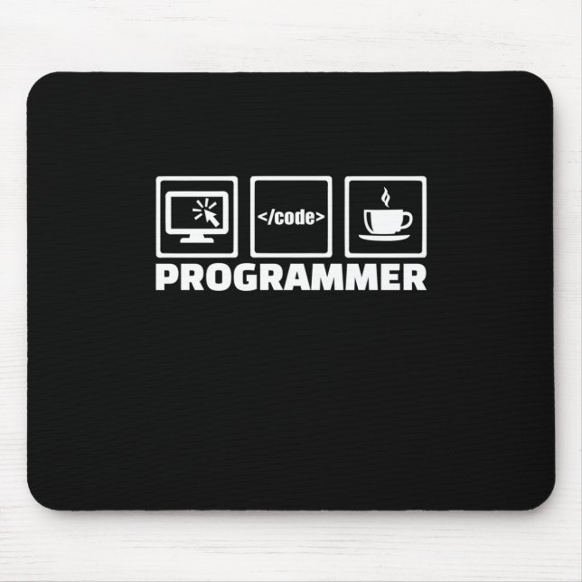 Tapis De Souris Programmeur Écrire Code Et Boire Café (Devant)