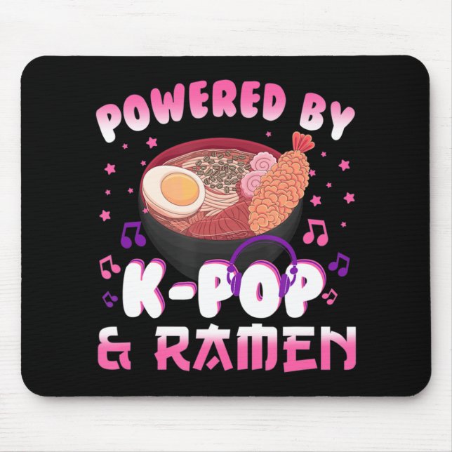 Tapis De Souris Propulsé par Kpop et Ramen Kpop Kawaii Anime Gift  (Devant)