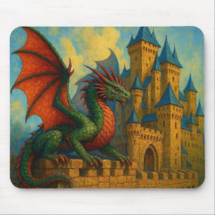 Tapis De Souris Protecteur de château de dragon médiéval