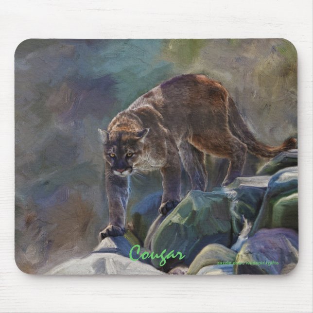 Tapis De Souris Prowling Cougar Mountain Lion Art Design (Devant)