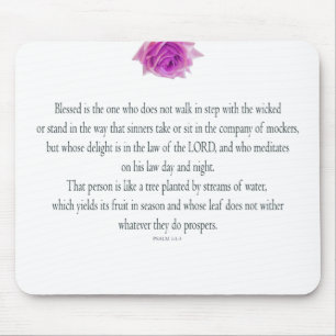 Tapis De Souris Psaume 1, bless the One Does not, Pink Flower