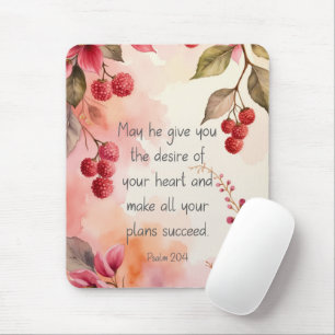 Tapis De Souris Psaume 20:4 Désir de Votre Cœur Écriture   Floral