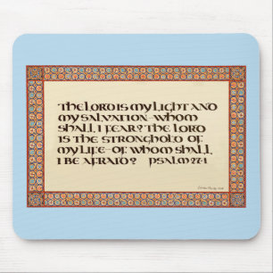 Tapis De Souris Psaume 27:1 calligraphie illuminée Script uncial