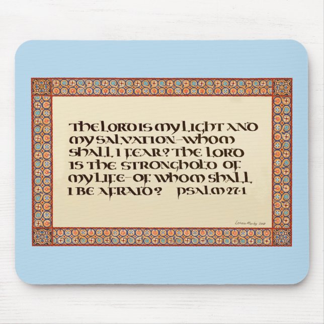 Tapis De Souris Psaume 27:1 calligraphie illuminée Script uncial (Devant)