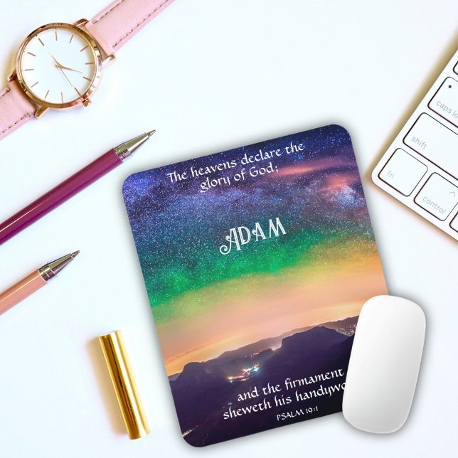 Tapis De Souris Psaume Ciel de Nuit 19:1 Verset Écriture (Créateur téléchargé)