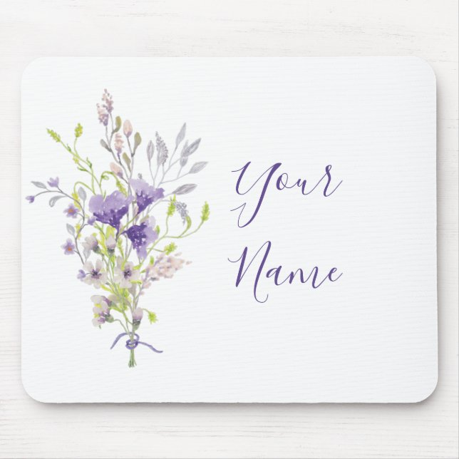 Tapis De Souris Pschitte florale violette personnalisée  (Devant)