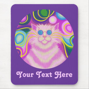 Tapis De Souris Psy-cat-delic rose 'Votre Texte' mauve mousepad