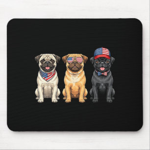 Tapis De Souris Pug 4 juillet Drapeau américain chien patriotique