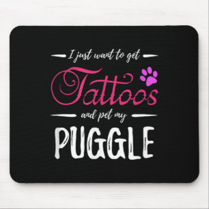 Tapis De Souris Puggle Amoureux des chiens Tattoo Chemise Drôle Ch