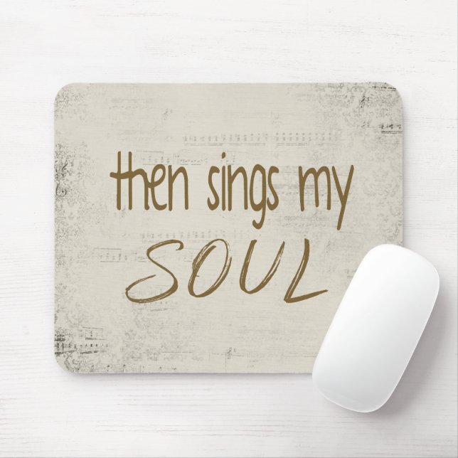 Tapis De Souris "Puis Chante Mon Âme" Texte Sur Partition (Avec souris)
