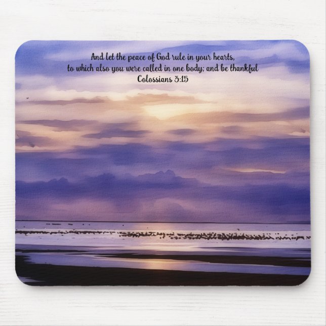 Tapis De Souris Purple Beach Sunset Art Bible Verse Mouse Pad (Devant)