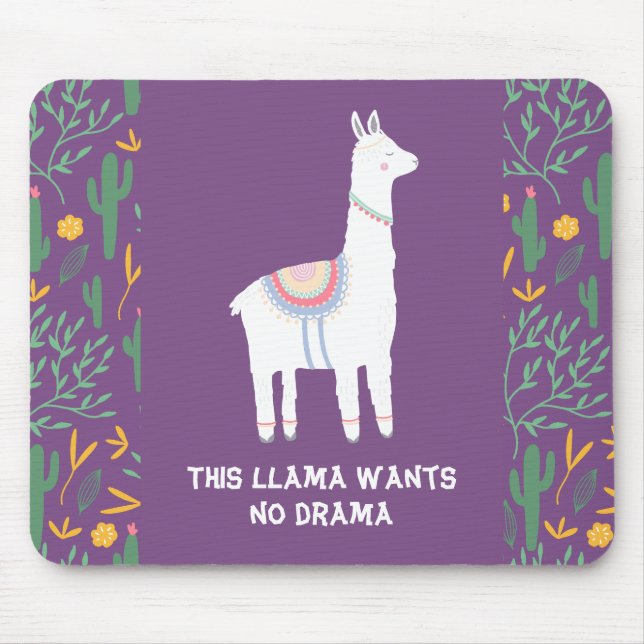 Tapis De Souris Purple Cette Llama Ne Veut Pas De Drame (Devant)