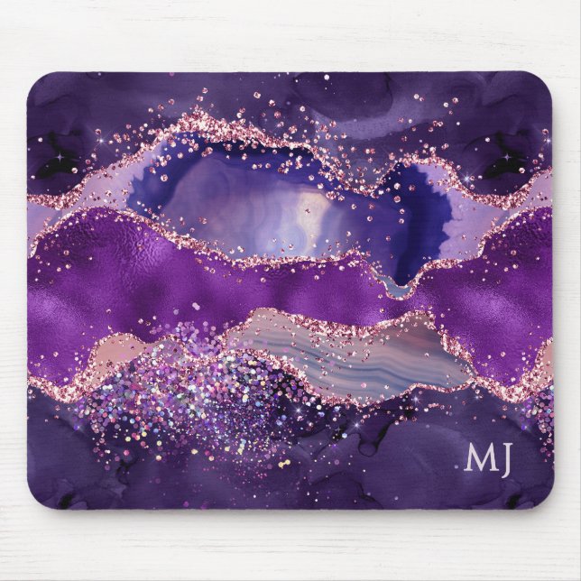 Tapis De Souris Purple Glittery Agate Texture (Devant)