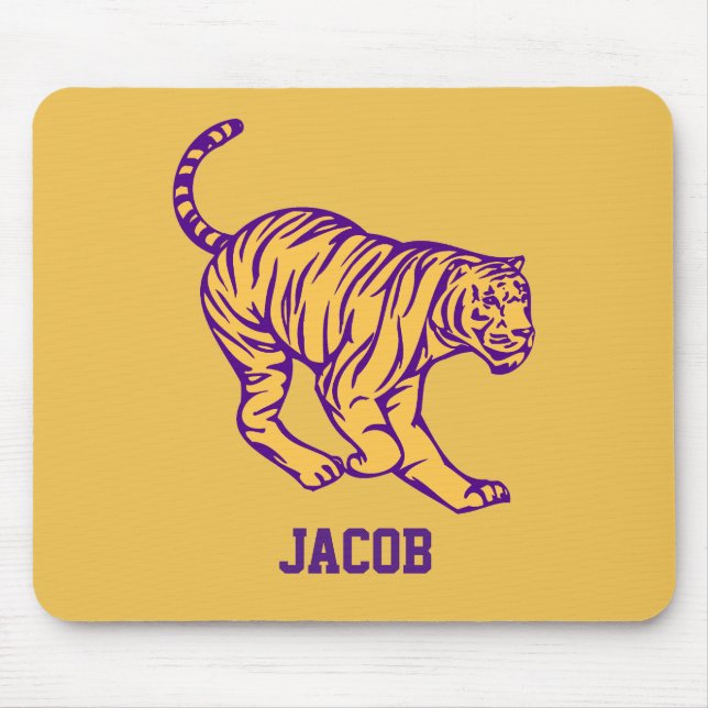 Tapis De Souris Purple Stripes Wild Cat Tiger Personnalisé (Devant)