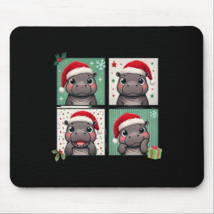 Tapis De Souris Pygmy Hippo meme Père Noël Casquette Photoboooooot