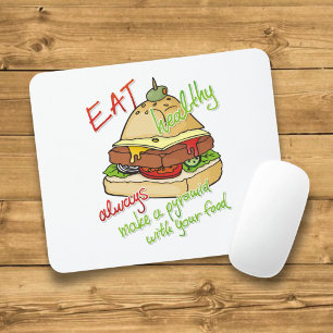 Tapis De Souris pyramide de burger pour une alimentation saine