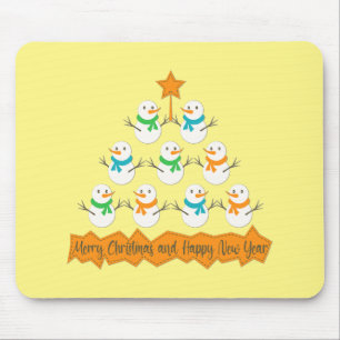 Tapis De Souris Pyramide des sapins de Noël faite de bonhommes de 