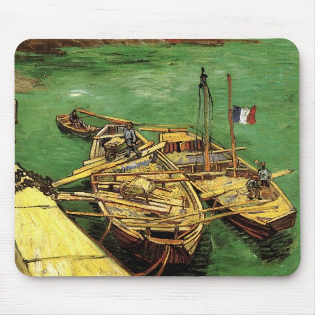 Tapis De Souris Quai Van Gogh avec des hommes déchargeant des péni (Devant)