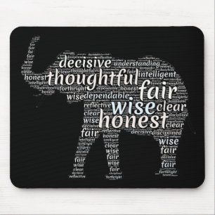 Tapis De Souris Qualités d'un nuage de mots d'éléphant