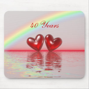 Tapis De Souris quarantième Coeurs de rubis d'anniversaire