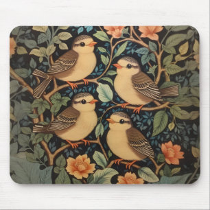 Tapis De Souris Quatre Bébés mignons Oiseaux Nature Inspiré