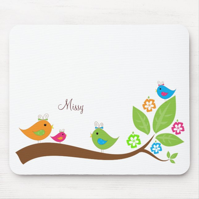 Tapis De Souris Quatre Petits Oiseaux (Devant)
