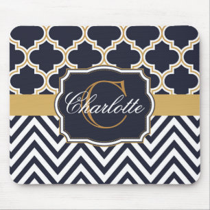 Tapis De Souris Quatrefoil Chevron Monogram
