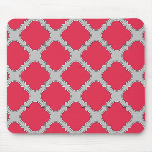 Tapis De Souris Quatrefoil rouge et gris
