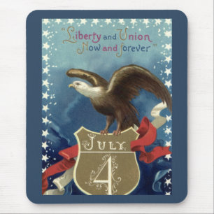 Tapis De Souris Quatrième juillet patriotique vintage, aigle avec 