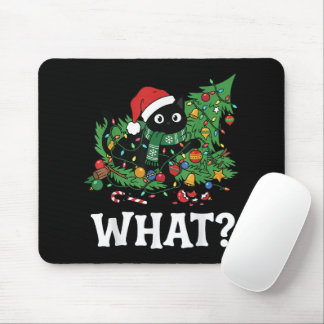 Tapis De Souris Quel arbre de Noël drôle de chat noir
