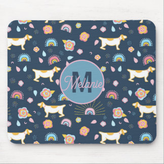 Tapis De Souris Quirky mignon Chien Rainbow Motif bleu Personnalis