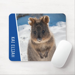 Tapis De Souris Quokka Animal Mignon sur la Plage Australie Bleu