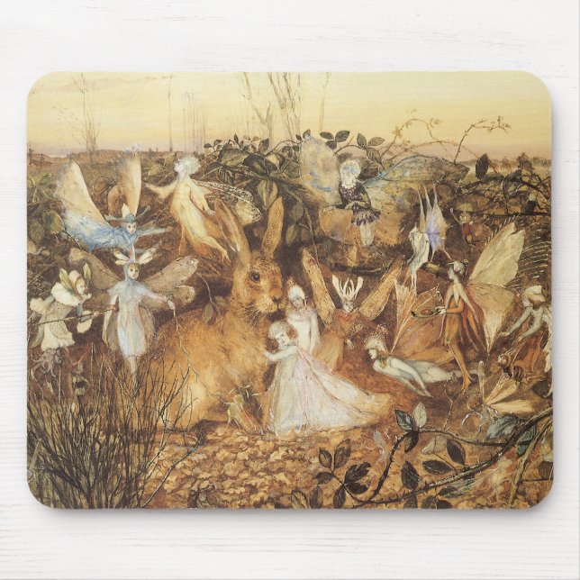 Tapis De Souris Rabbit Parmi les fées, contes de fées Vintages (Devant)