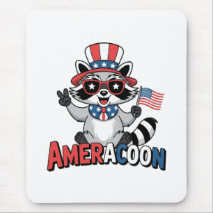 Tapis De Souris Raccoon Amérique patriotique 4 juillet Amérique