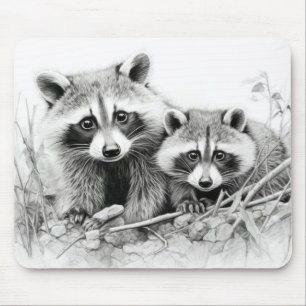 Tapis De Souris Raccoon Animal Discovery Wild Nature Enk Sketch