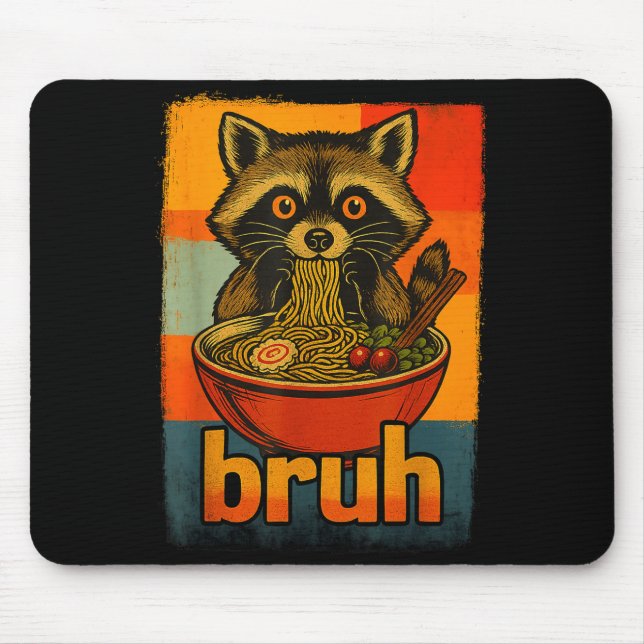 Tapis De Souris Raccoon Eating Japanese Ramen Noodles Men Women Ki (Devant)