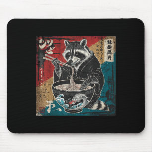 Tapis De Souris Raccoon mangeant Ramen japonais nouilles Funny Rac