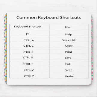 Tapis De Souris Raccourci clavier commun Mousepad