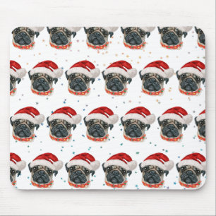 Tapis De Souris Race de chien Pug Étoiles de Noël