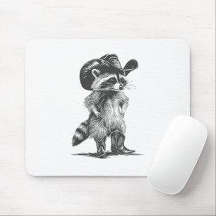 Tapis De Souris Racoon Cowboy Funny Racoon Graphisme Mème Hommes F