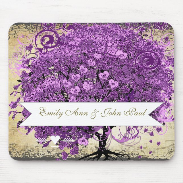 Tapis De Souris Radiant Violet Romantique Mariage de la feuille de (Devant)