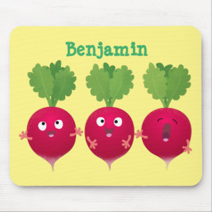 Tapis De Souris Radis mignons chantant trio dessin animé légumes