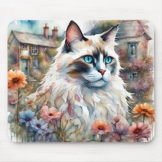Tapis De Souris Ragdoll Chat en anglais Garden (Devant)
