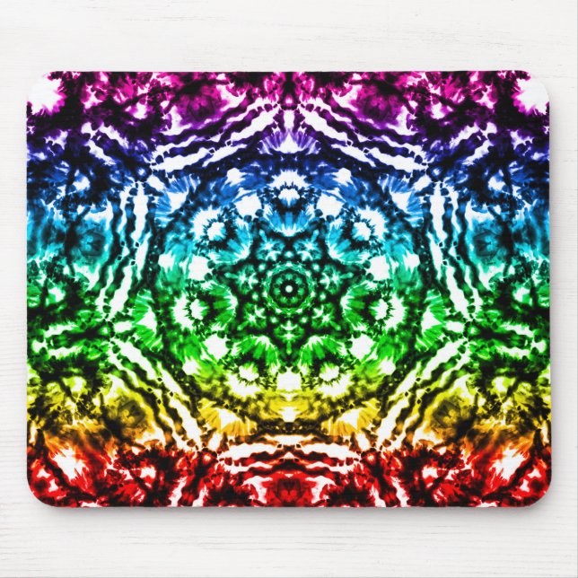 Tapis De Souris Rainbow Tie Dye Mandala Star (Devant)